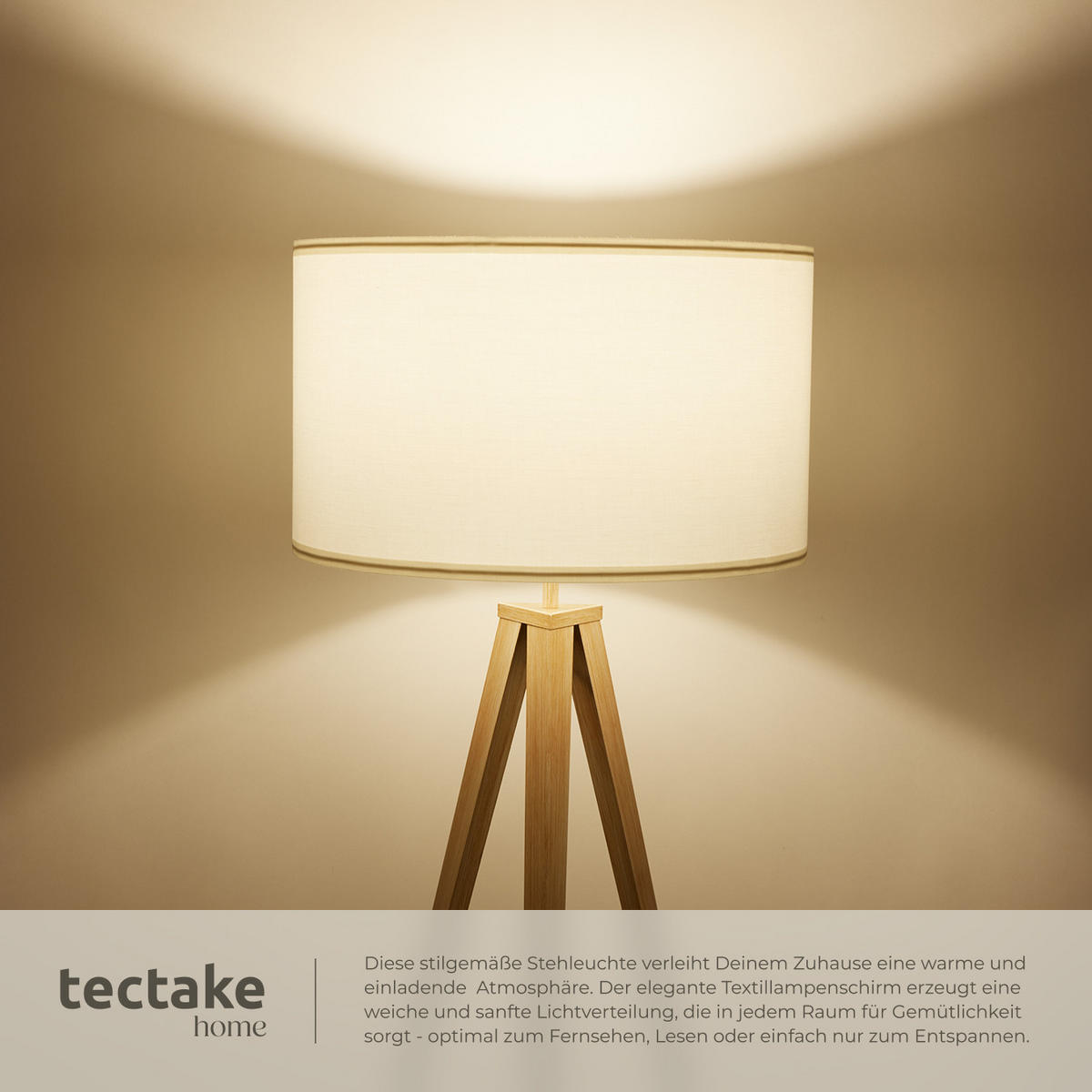 STEHLEUCHTE Lunaris,57 x 57 x 158 cm ,eiche - Eichefarben, Kunststoff (57/57/158cm) - tectake