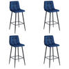 BARHOCKER 4-er Set TEOTO marineblauer Sitz, schwarze Basis - Schwarz/Dunkelblau, Textil (43.5/104/32.5cm) - Valora
