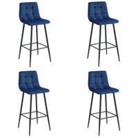 BARHOCKER 4-er Set TEOTO marineblauer Sitz, schwarze Basis - Schwarz/Dunkelblau, Textil (43.5/104/32.5cm) - Valora
