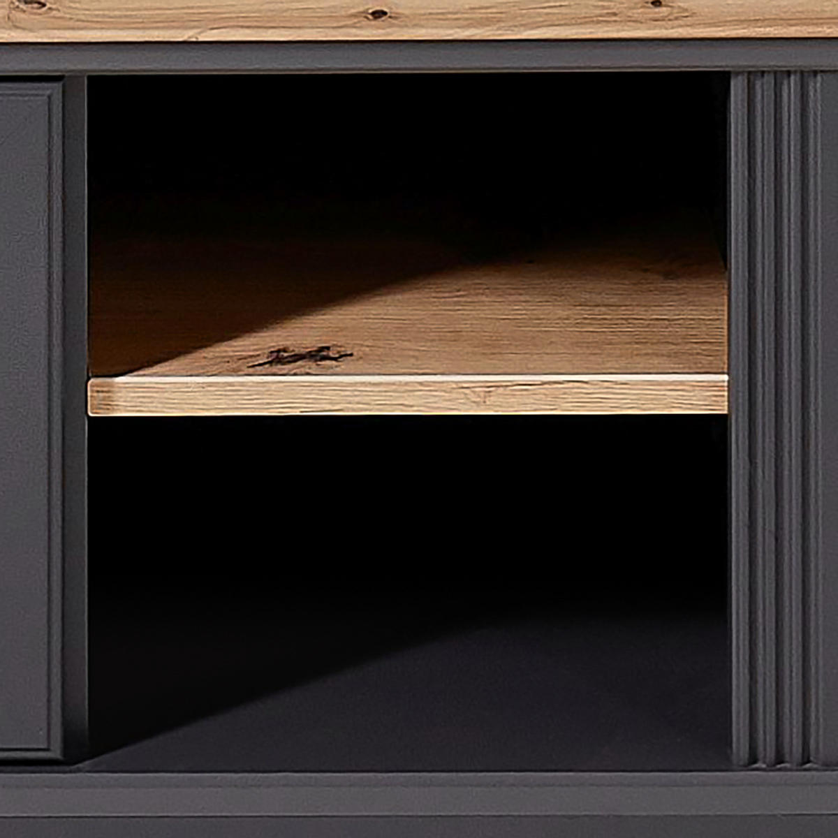 GARDEROBENBANK - Microfaser / MDF - Graphitfarben, Holzwerkstoff/Metall (93/49/41cm) - home24