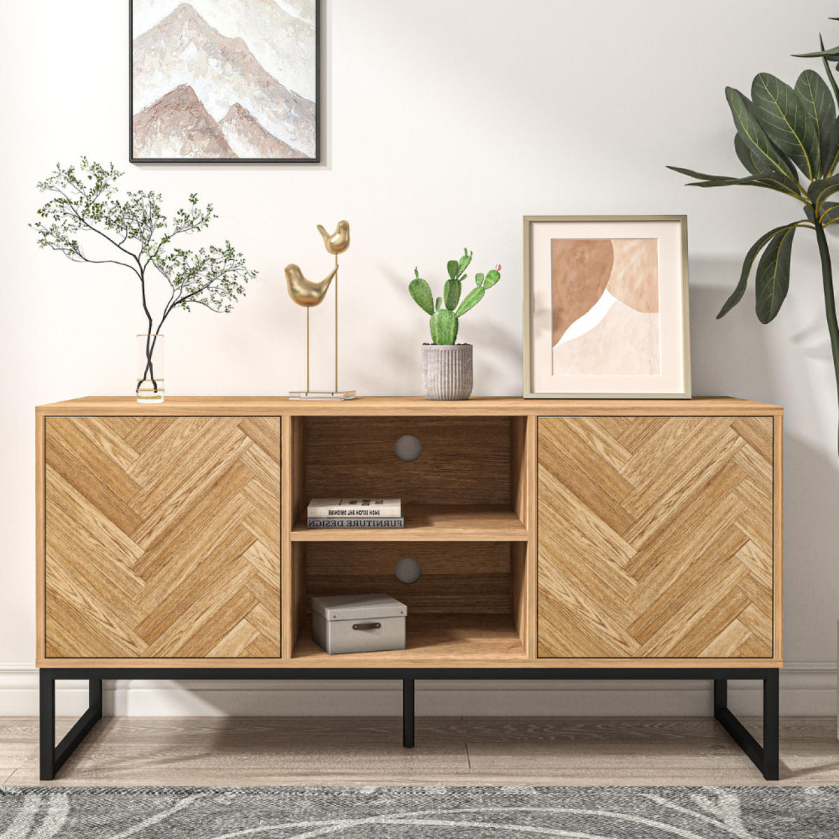 SIDEBOARD Chevron Gold Länge 120 cm - Goldfarben, Holzwerkstoff (120/60/38cm) - Concept Usine
