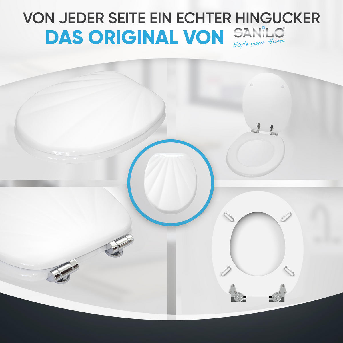 WC-SITZ mit Absenkautomatik Muschel Weiß - Weiß, Holzwerkstoff (38/6/47cm) - Sanilo