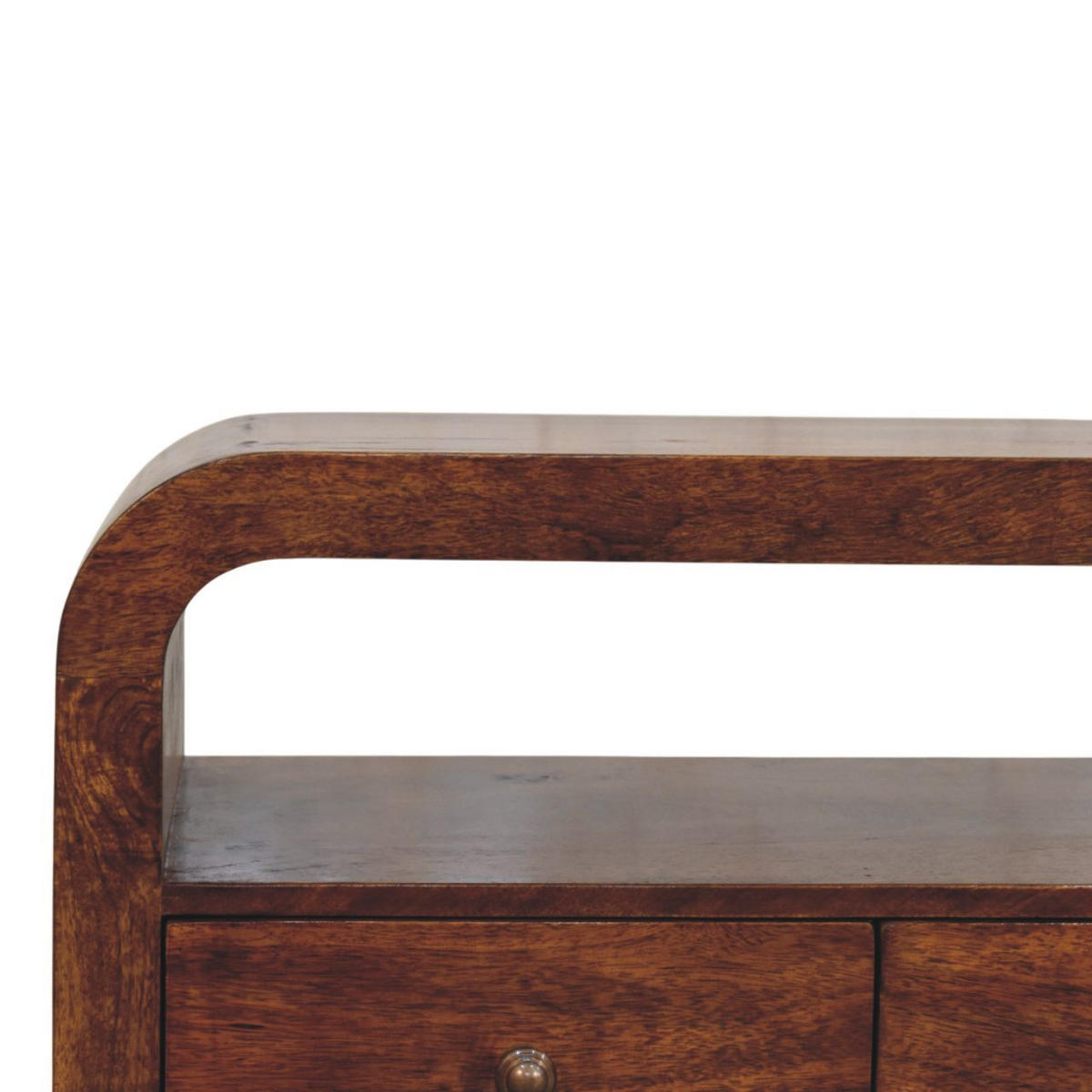 TV-MÖBEL Darcy Kastanie, 3 Schubladen und Offenes Regal, Dunkelbraun - Dunkelbraun/Messingfarben, Holz/Metall (110/45/35cm) - Artisan Furniture