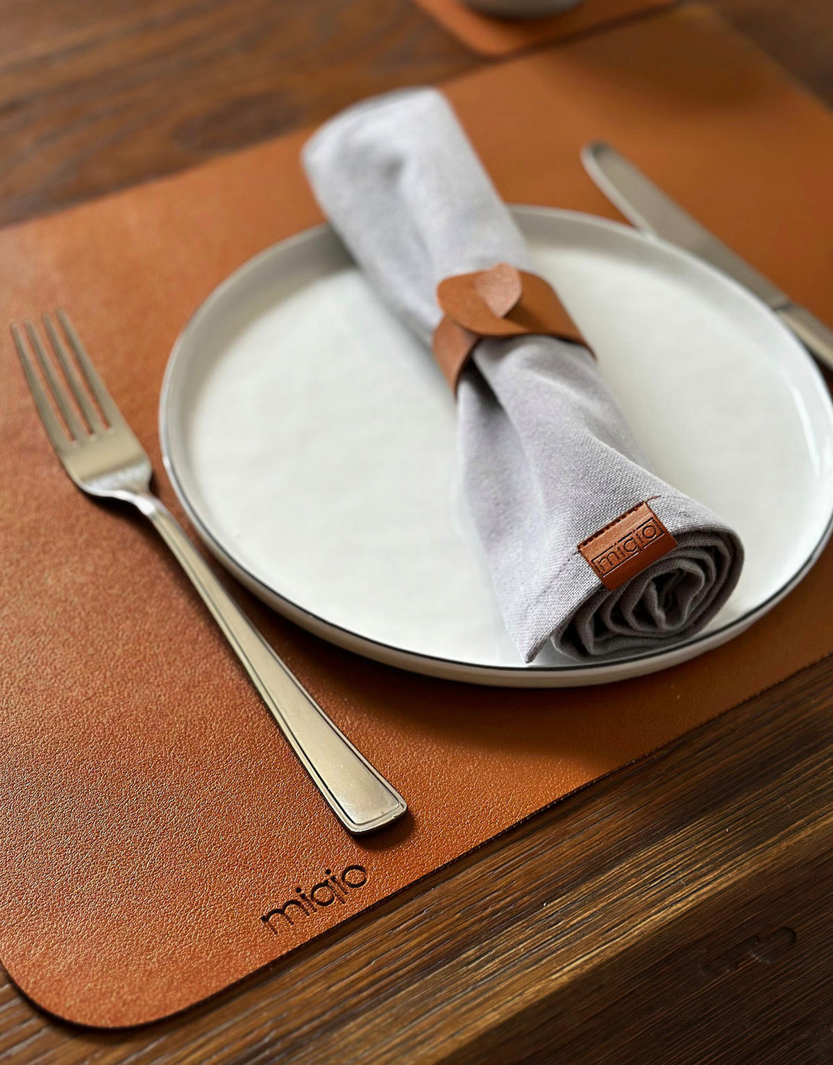 TISCHSETS aus Kunstleder Rechteckig 18 Teile - Cognac, Textil (40/44/3cm) - Miqio Design