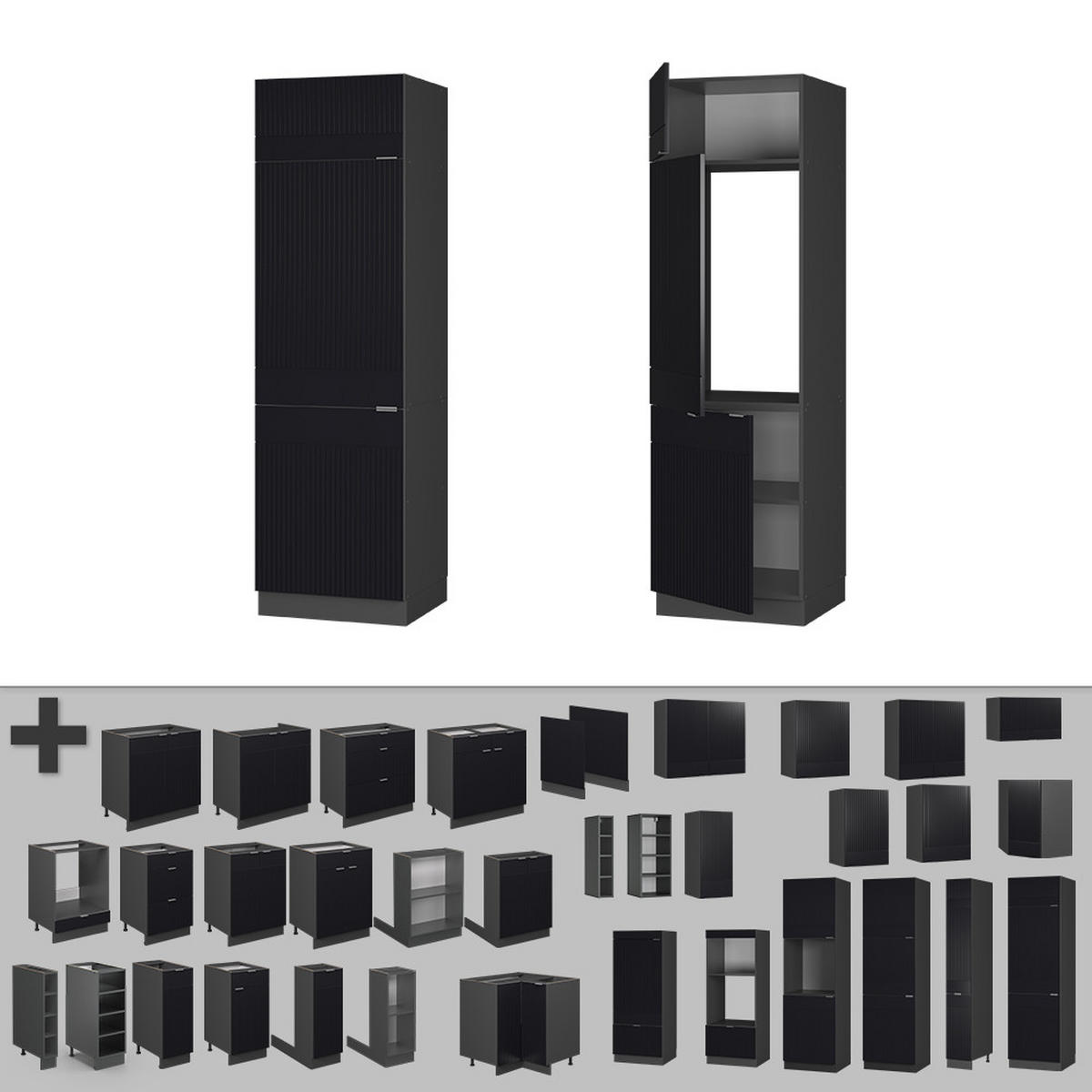 Anthrazit/Schwarz, Holzwerkstoff (60/206.8/58.1cm) - Vicco