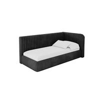 EINZELLBETT Jugendbett mit Bettkasten, Links - AURY 100x200 Schwarz - Schwarz, Holzwerkstoff/Textil (100/200cm) - ALTDECOR