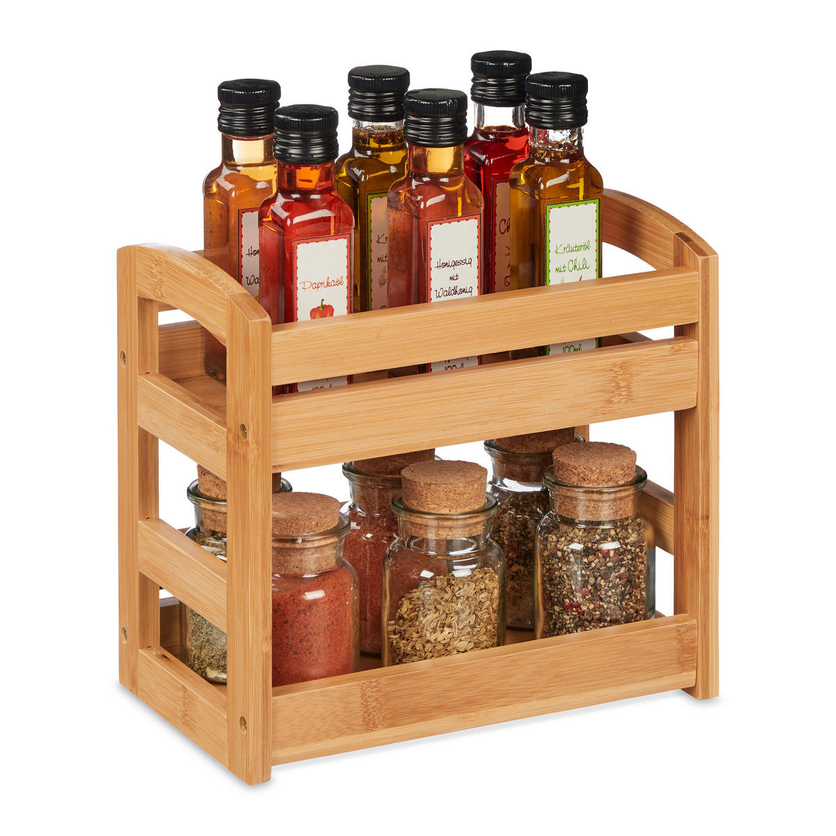 GEWÜRZREGAL - Hellbraun, Holz (25.5/23/15.5cm) - Relaxdays