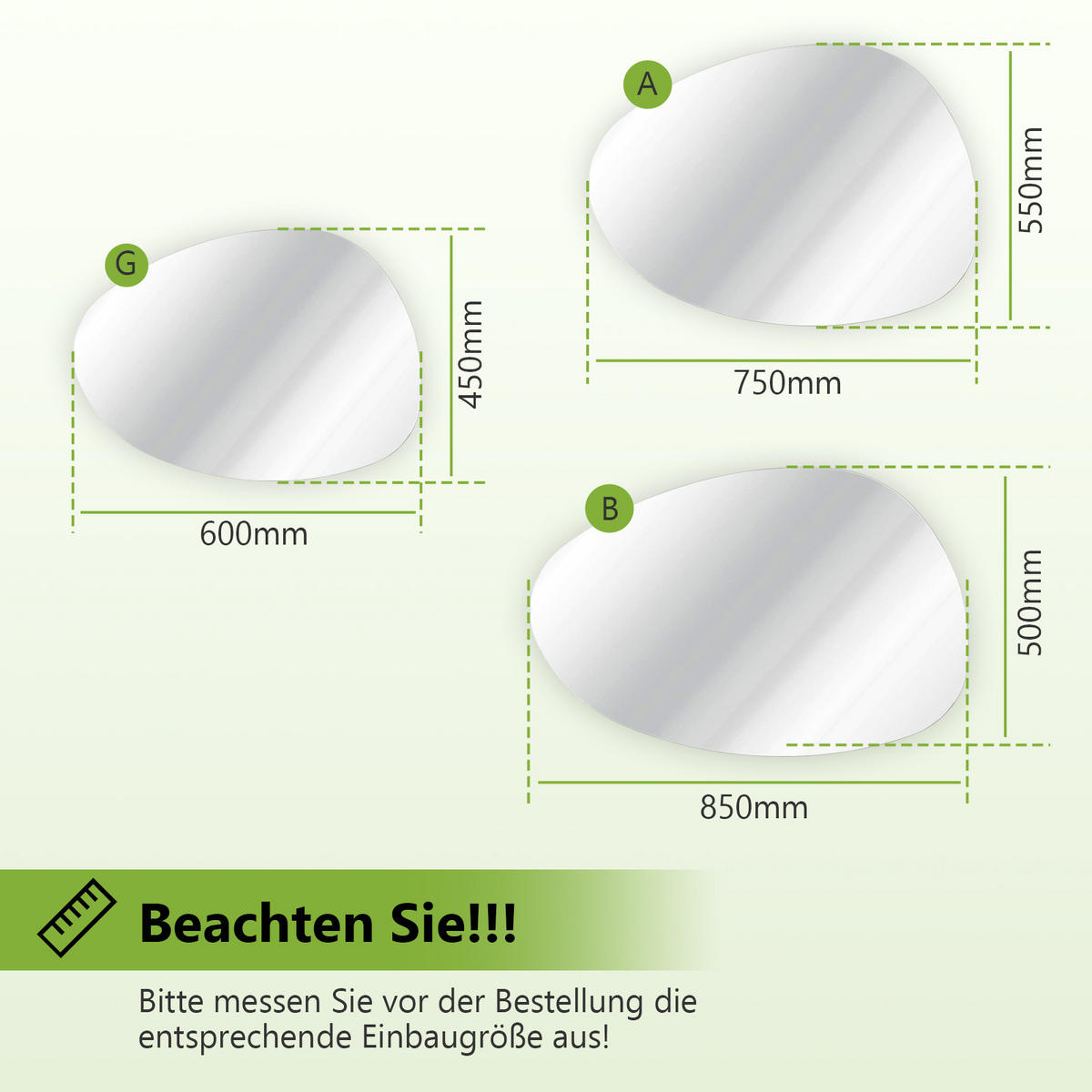 BADEZIMMERSPIEGEL 60/45 cm asymmetrisch ohne Rahmen - Transparent, Glas (45/60/1cm) - S'AFIELINA