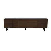 TV-SCHRANK in Schwarz Hochglanz und Natur mit 4 Türen 180/38/50 cm - Schwarz, Holzwerkstoff (180/50/38cm) - Redom