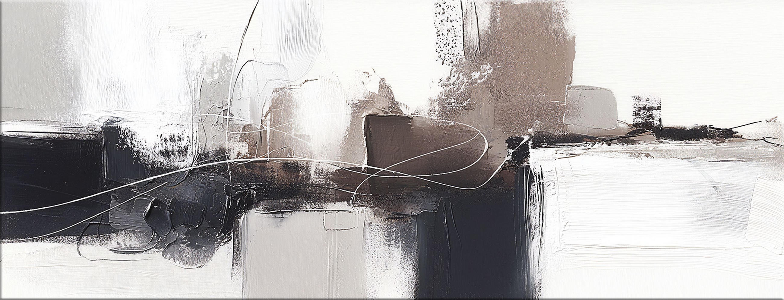 GLASBILD 30x80 cm Abstrakte Kunst beige schwarz - Beige, Glas (80/30cm) - artissimo