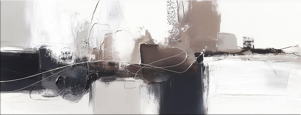 GLASBILD 30x80 cm Abstrakte Kunst beige schwarz - Beige, Glas (80/30cm) - artissimo