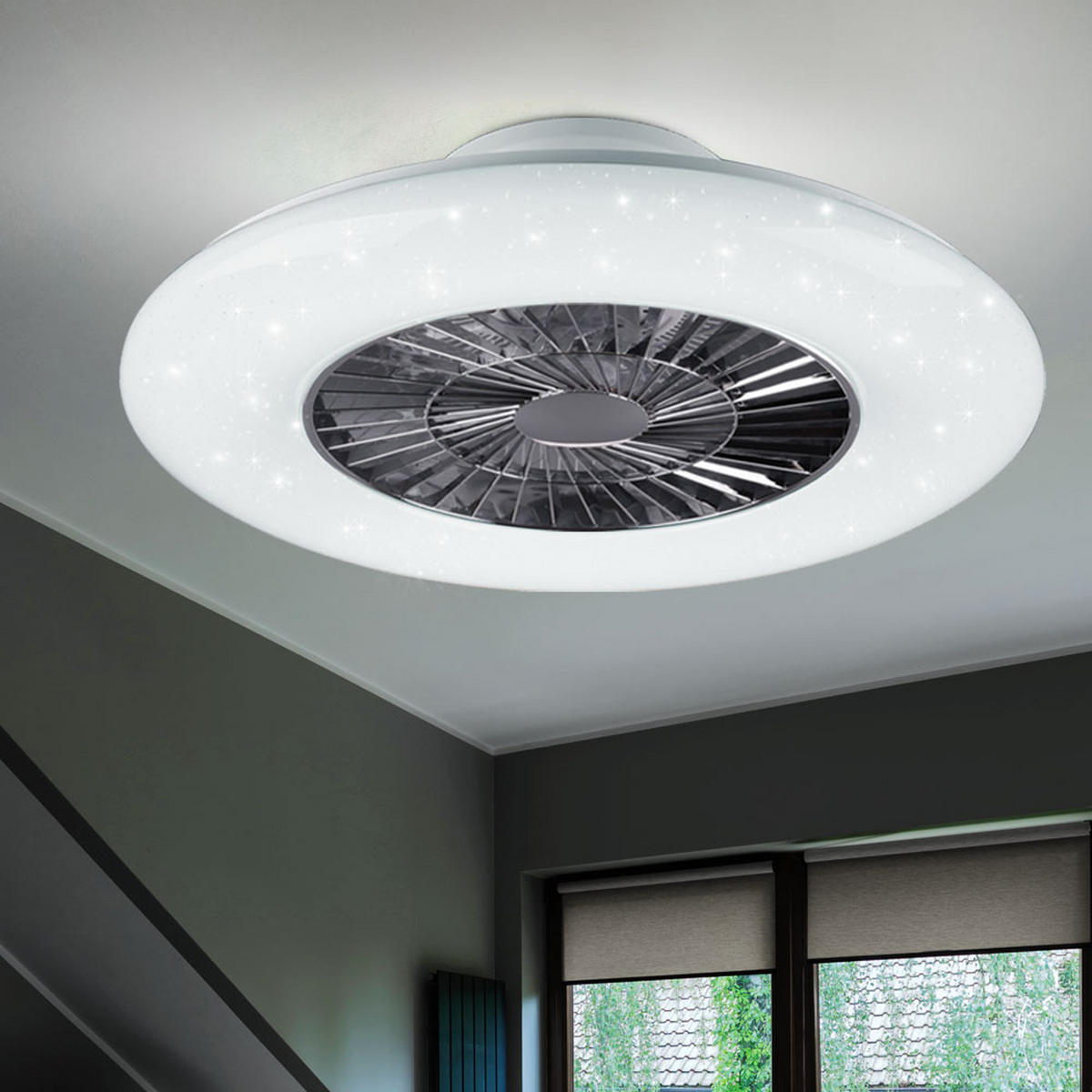 LED DECKENLEUCHTE Ventilator Weiß - Weiß, Metall (75/75/21cm)