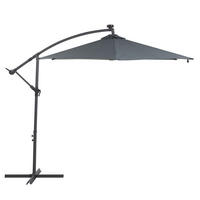 SONNENSCHIRM LED Solar Beleuchtung graphitgrau 285 cm Corval - Grau, Textil (285/285cm) - Beliani