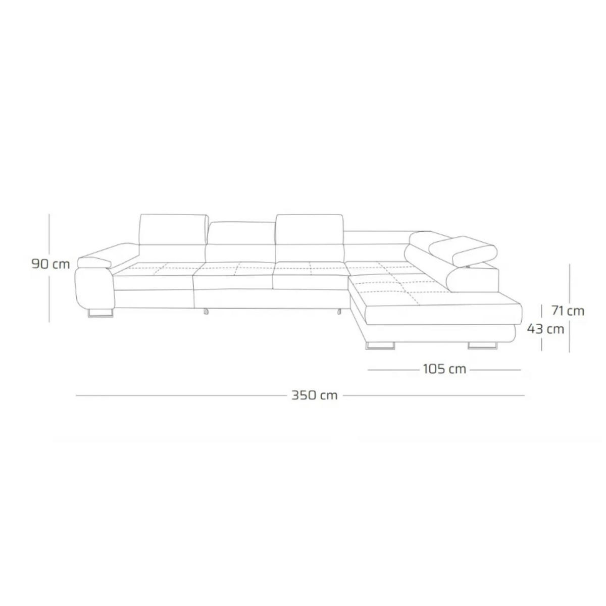 ECKSOFA WILD MAXI L Rechts mit Schlaffunktion 125x195 Velours Dunkelblau - Chromfarben/Dunkelblau, Holz/Textil (203/350cm) - Muffo