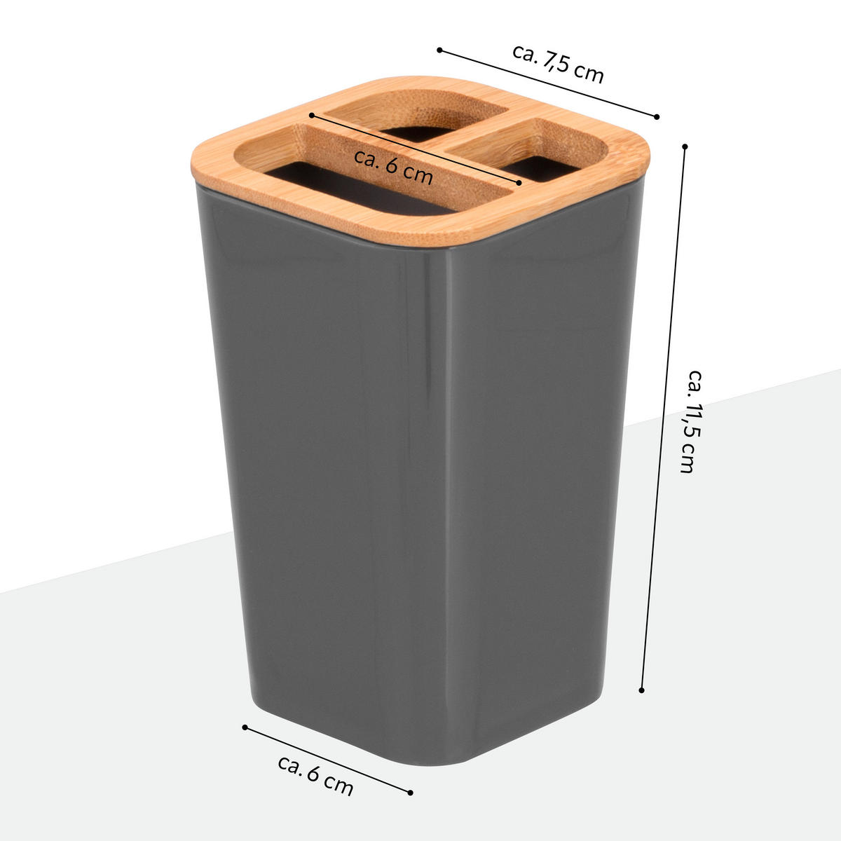 ZAHNBÜRSTENHALTER CALVI, grau - Grau, Kunststoff (7.4/11.5/7.4cm) - bremermann