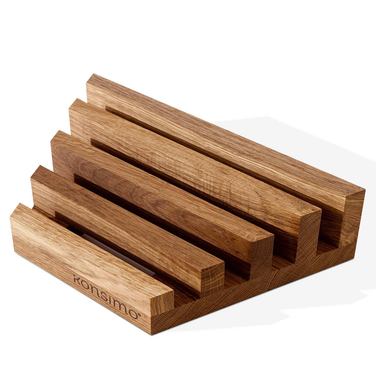 SCHNEIDEBRETT Set mit Halter Hemero 4tlg - Eichefarben, Holz (25/8cm) - KONSIMO®
