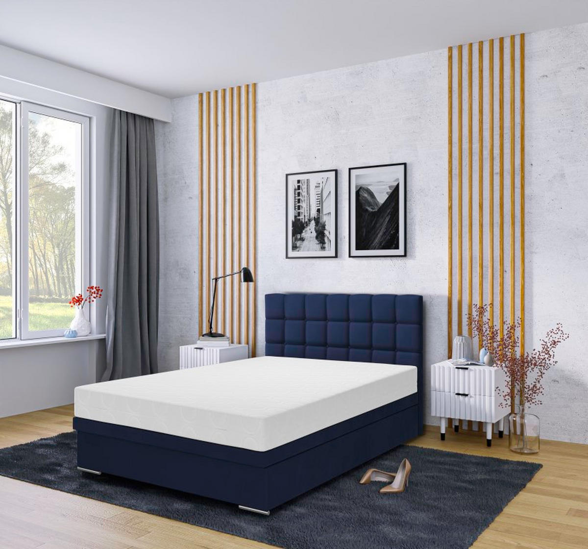 BOXBETT Venezia 160x200 cm mit Bettkasten, blau - Dunkelblau, Kunststoff (160/200cm) - Margaret Hadas24