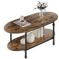 COUCHTISCH oval 2 Ebenen Walnuss Sofatisch - Braun, Holz (120/54/43.5cm) - Kaket
