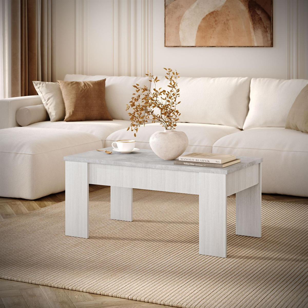 COUCHTISCH APERTO ausklappbar - Hellgrau, Holzwerkstoff (100/45/50cm) - Lookway