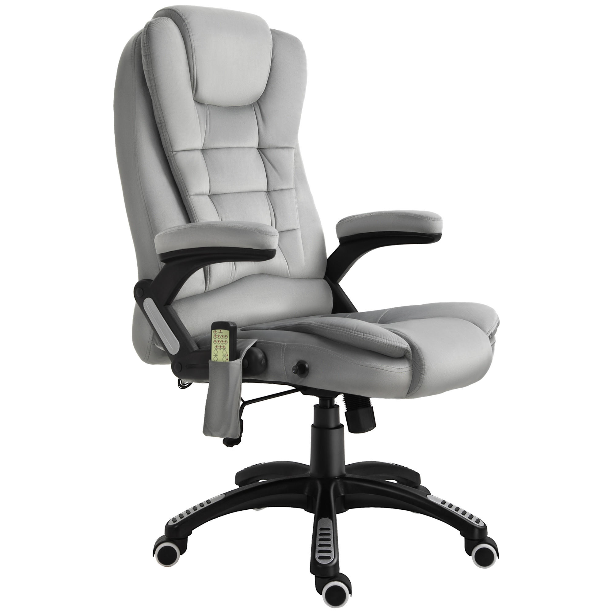 DREHSTUHL DE-06387 Mit Massagefunktion, 6 Massagepunkte, Heizfunktion, 130° neigbar Grau - Grau, Textil/Metall (74/120/67cm) - ComfortXL