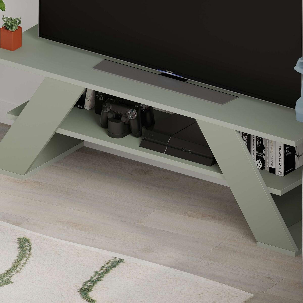 TV-MÖBEL 3 Regale L120 cm - Farfalla - Grün, Holzwerkstoff (33.5/40/120cm) - Calicosy