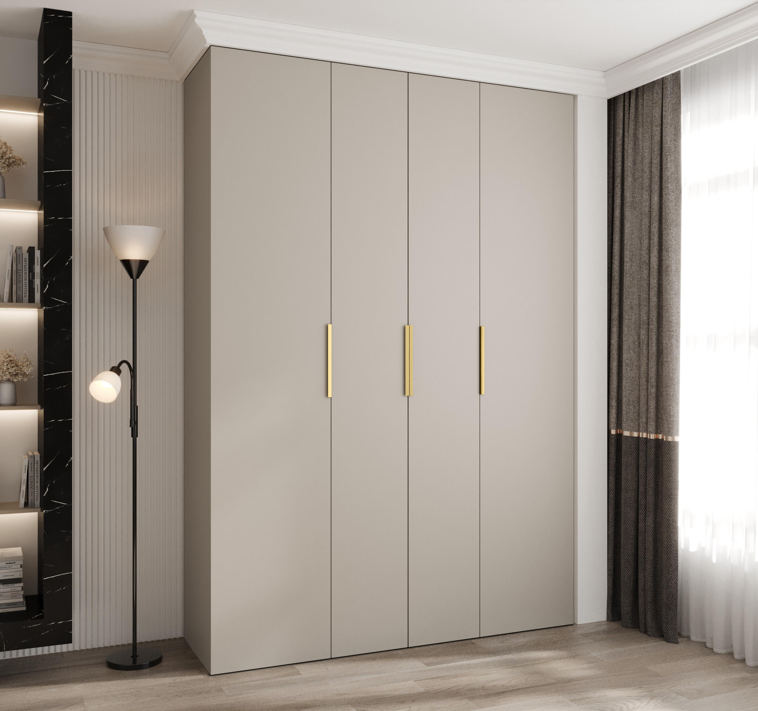 DREHTÜRENSCHRANK 245,5/170/40 4-türig - Kaschmir/Goldfarben, Holz/Metall (170/245.5/40cm) - Abiks Möbel