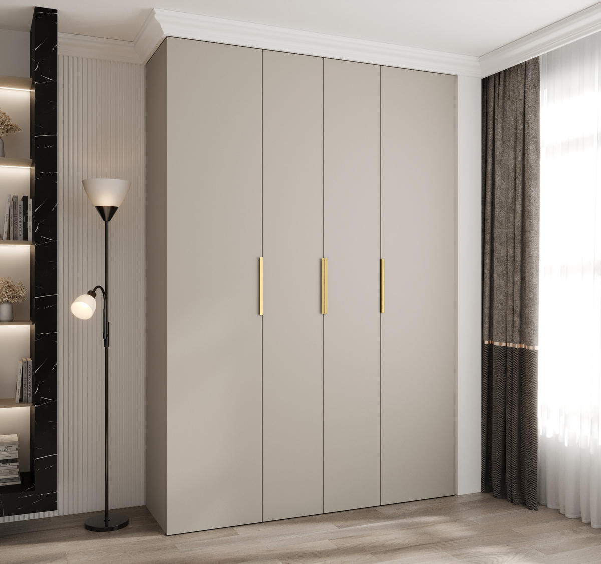 DREHTÜRENSCHRANK 245,5/170/40 4-türig - Kaschmir/Goldfarben, Holz/Metall (170/245.5/40cm) - Abiks Möbel