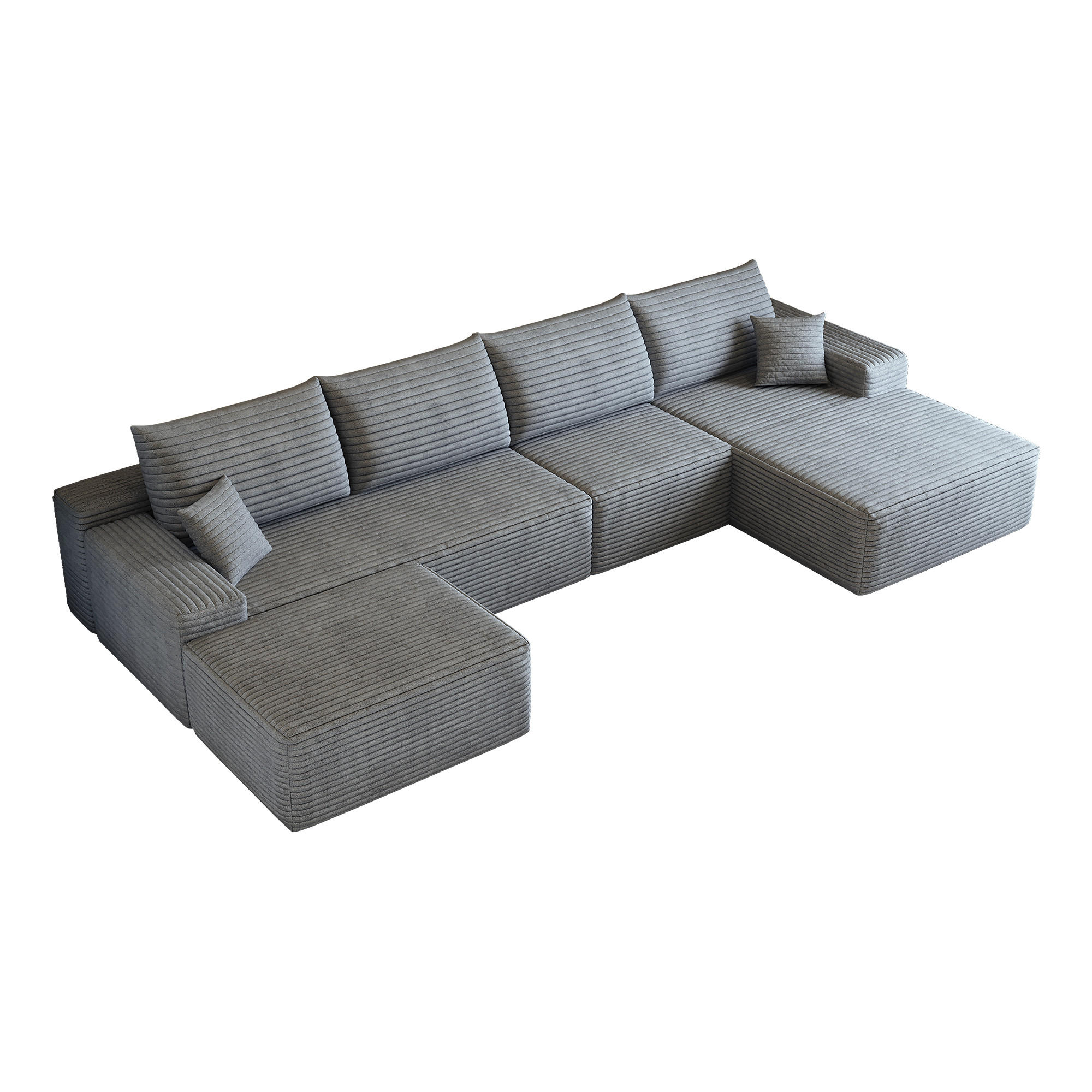 WOHNLANDSCHAFT DE-34857 U-Form 3-Sitzer Chaiselongue rechts Grau - Grau, Textil (175/83/270cm) - ComfortXL