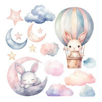 AUFKLEBER 100x133 cm Hasen Ballon - Pink, Kunststoff (100/133/0.1cm) - TULUP
