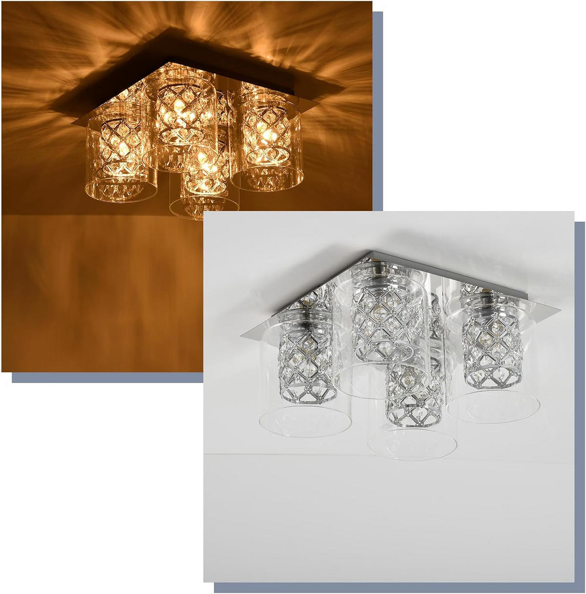 DECKENSTRAHLER Wellisr 30/16/30 cm - Transparent, Glas (30/30/16cm) - ZMH