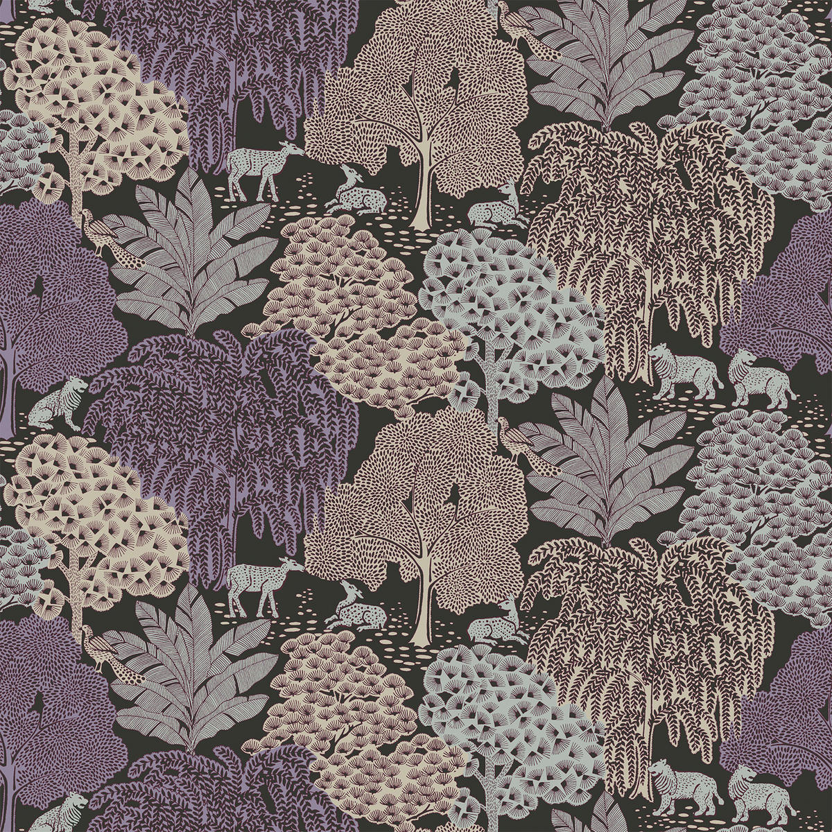 VLIESTAPETE Garwood Grove Violett Grau - Lila, Papier/Kunststoff (52/52cm) - Graham & Brown