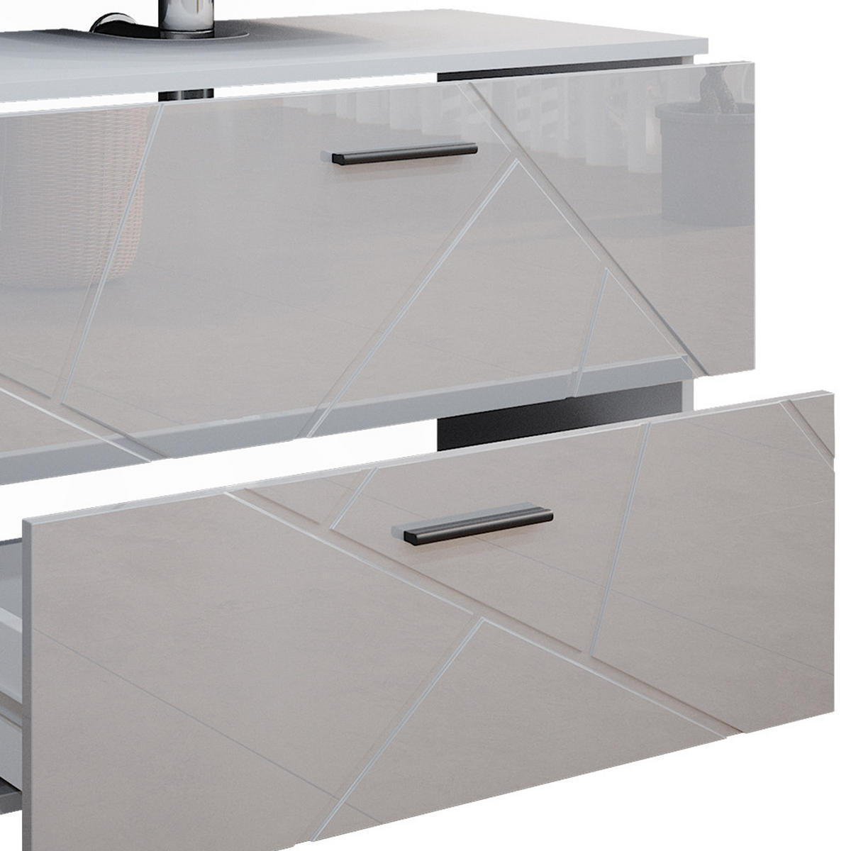 BADMÖBEL-SET Irma Weiß Hochglanz 3 Teile, mit Spiegelschrank 80 cm - Weiß Hochglanz/Weiß, Holzwerkstoff (80/58.6/41cm) - Vicco