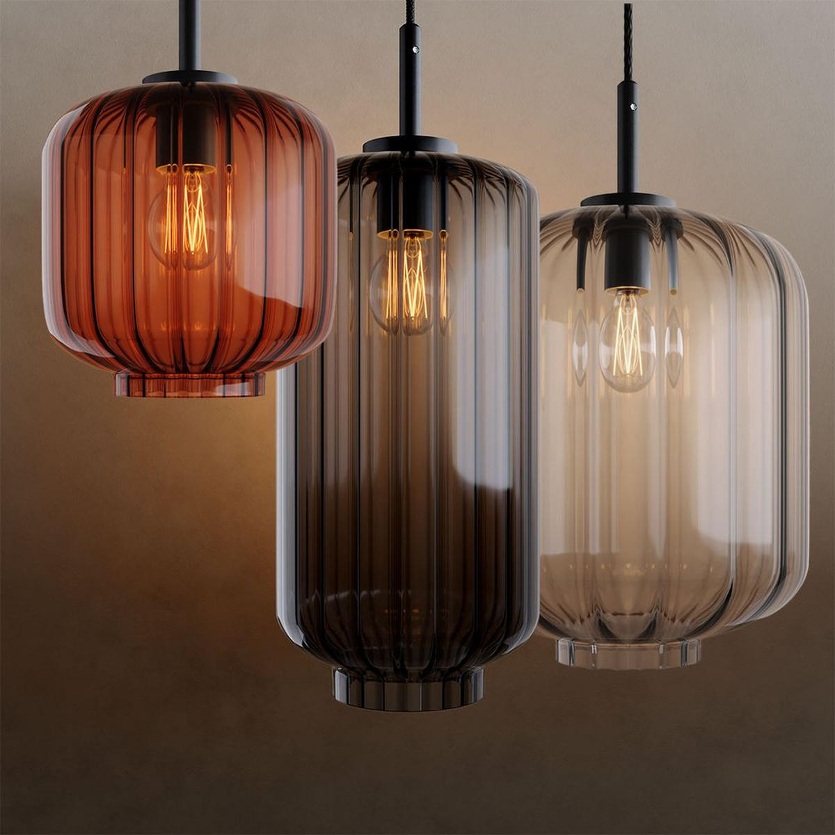 HÄNGELAMPE Velo 1.5m Abhängung Braun Ø 25cm - Braun, Glas (25/25/27cm) - s.luce