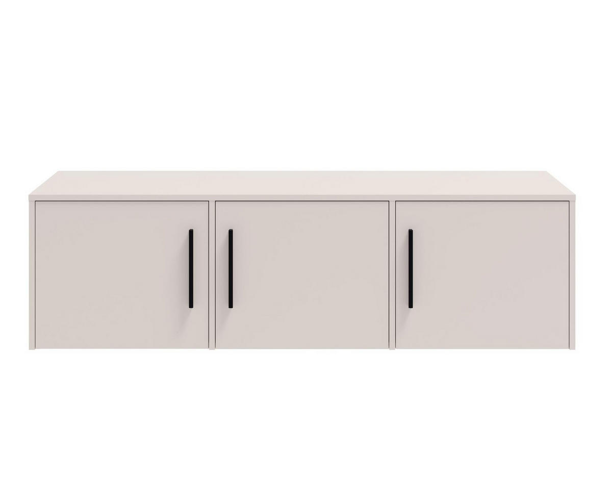 KLEIDERSCHRANK Maxivo Kaschmir, dreitüriger Kippschrank mit Schubladen und Spiegel, Erweiterung - Kaschmir/Schwarz, Holzwerkstoff (150/248/59cm) - Bettso