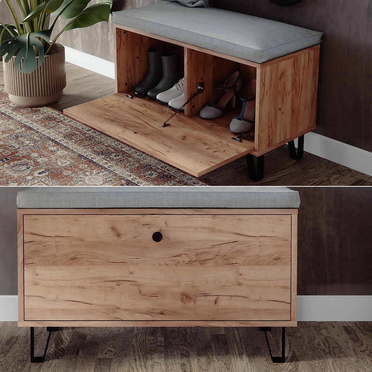 SITZBANK Siri Goldkraft Eiche 80 x 46 cm - Eiche Wotan, Holzwerkstoff (80/46/35.1cm) - Vicco