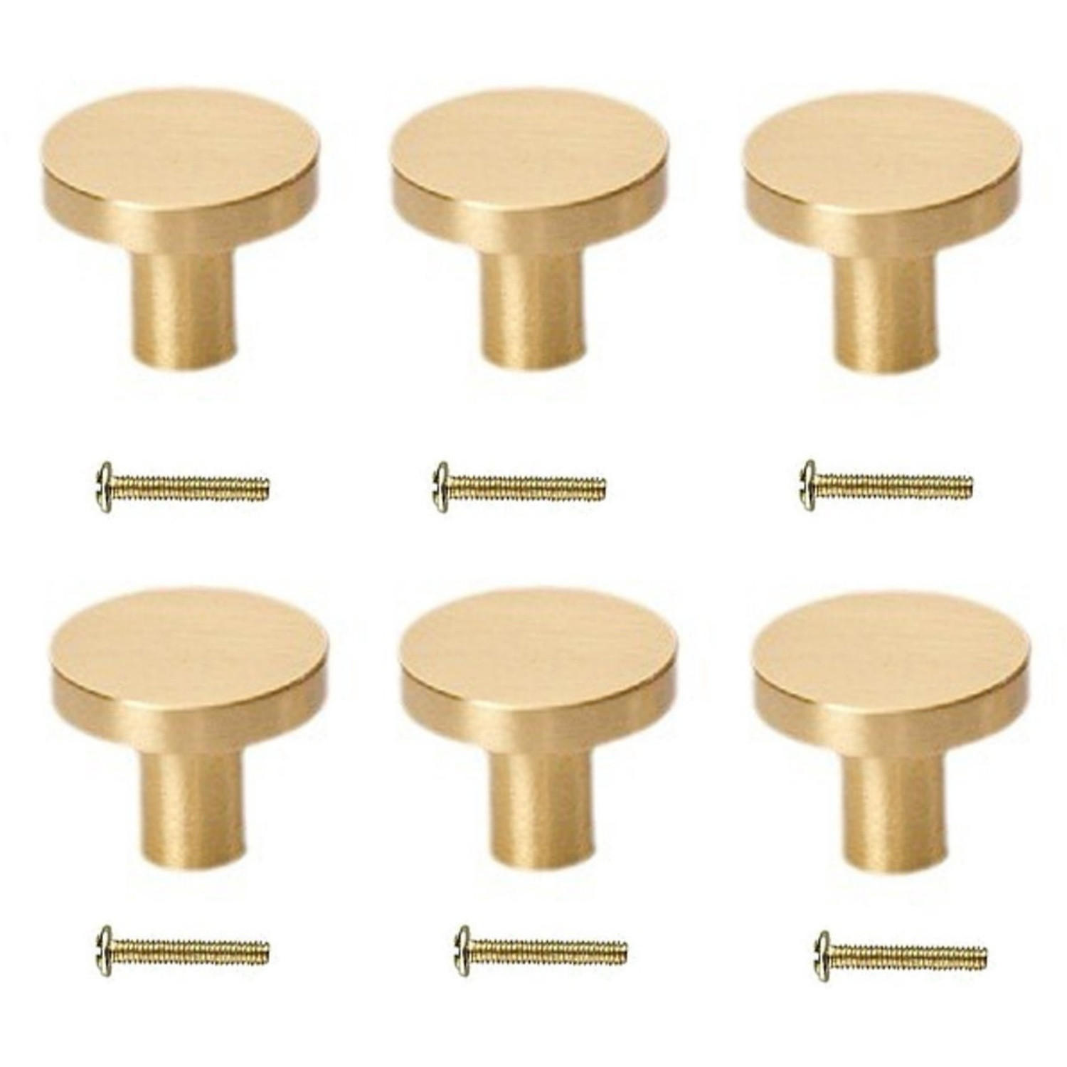 SCHRANKGRIFF 6er-Set Gold Messing 20 x 25 mm mit Schrauben Küche Möbel - Goldfarben, Metall (2.5/2/2cm) - MCBOSON