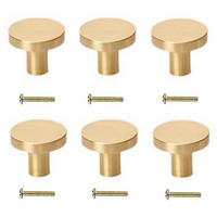 SCHRANKGRIFF 6er-Set Gold Messing 20 x 25 mm mit Schrauben Küche Möbel - Goldfarben, Metall (2.5/2/2cm) - MCBOSON