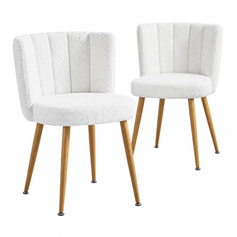 ESSZIMMERSTUHL ergonomische Sitzschale Teddy White 2er-Set - Weiß, Holz (54/77/60cm) - Meubliv