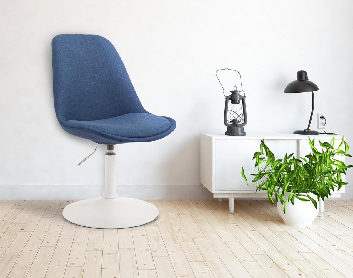 DREHSTUHL Stoff blau - Blau/Weiß, Textil/Metall (48/76/57cm) - CLP