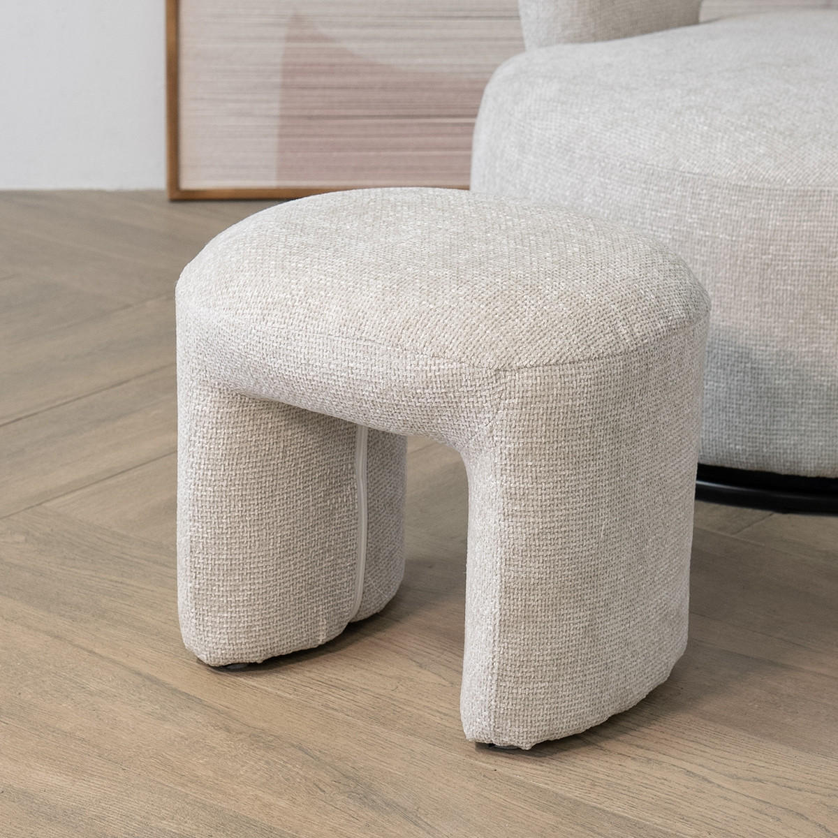 POUF aus Stoff 47x42x42cm, beige - Beige, Textil (47/42/42cm) - Giga Meubel