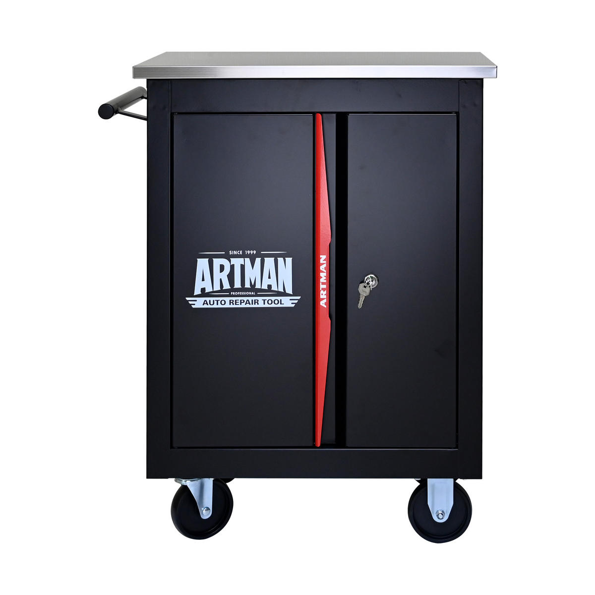 WERKZEUGWAGEN Metall Schwarz/Rot – Doppeltür, multifunktional, Werkstattwagen mit Stauraum für Garage & Werkstatt - Schwarz, Metall (34.5/78/62.5cm) - Ej. Life