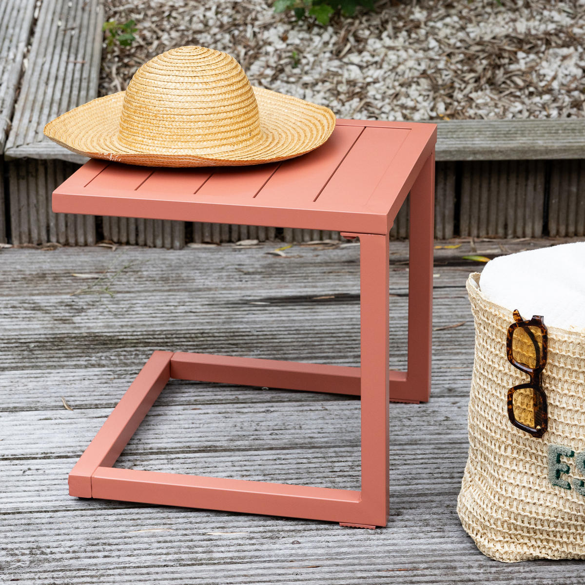 BEISTELLTISCH Barbados Terracotta - Orange, Metall (40/40/40cm) - Happy Garden