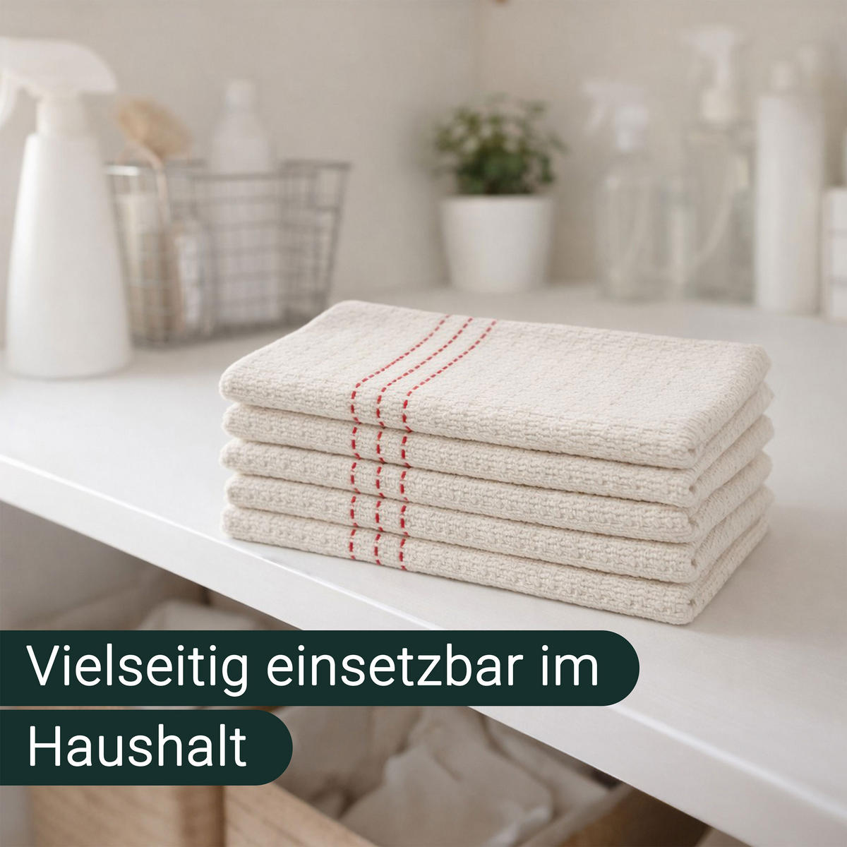 REINIGUNGSTÜCHER, 5er-Set, 55x60 cm, 80% Polyacryl / 20% Polyester, Weiß - Beige, Textil (55/60cm) - Zollner