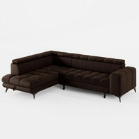 ECKSOFA CANDY CANE Links Braun Velours-Stoff mit Schlaffunktion und Bettkasten - Dunkelbraun, Textil (264/192cm) - Barchello
