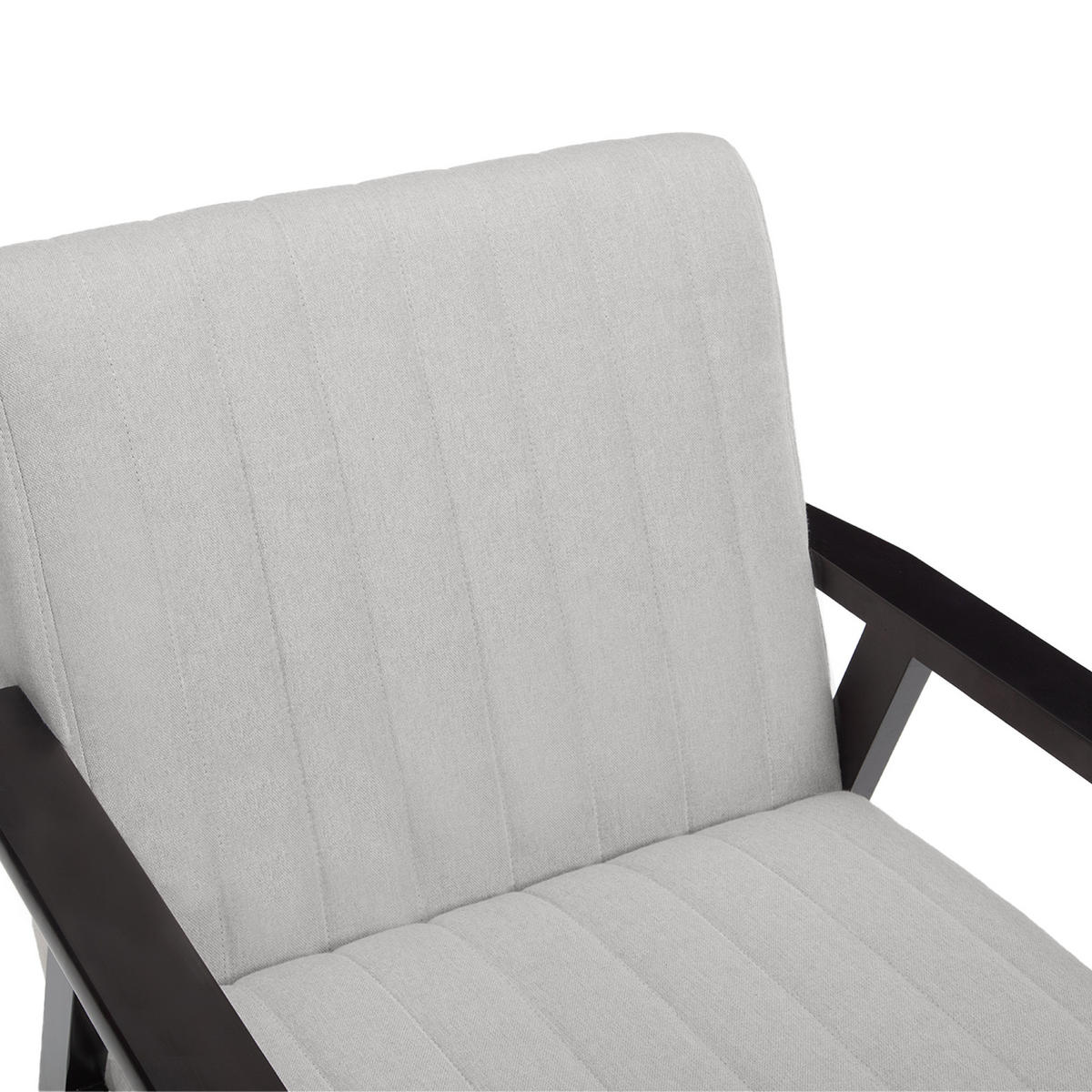 VINTAGE-HOLZSESSEL Erik aus grauem Stoff - Dunkelbraun/Hellgrau, Holz/Textil (65/75.5/75cm) - Sicaan