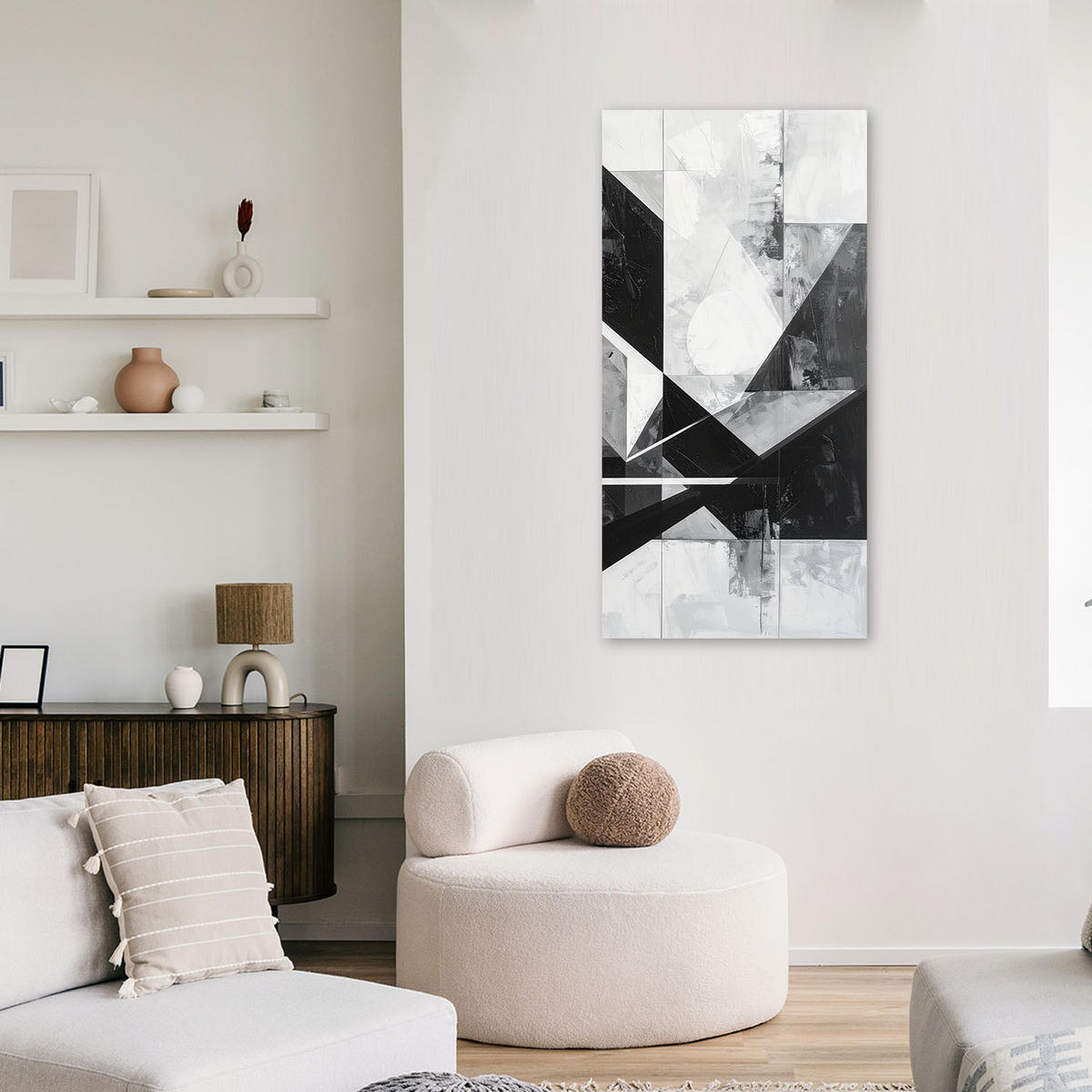 LEINWANDBILD 3D und geometrisch 40x80cm - Grau, Textil (40/80cm) - Feeby