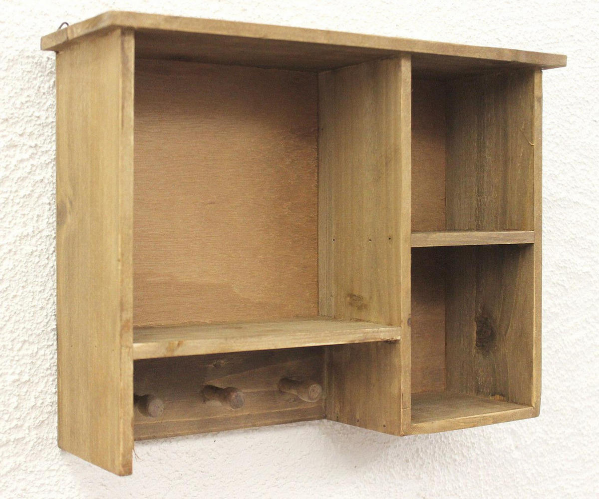 WANDREGAL mit 3 Haken Holz Braun 34/10/24 cm - Braun, Holz (34/24/10cm) - DanDiBo