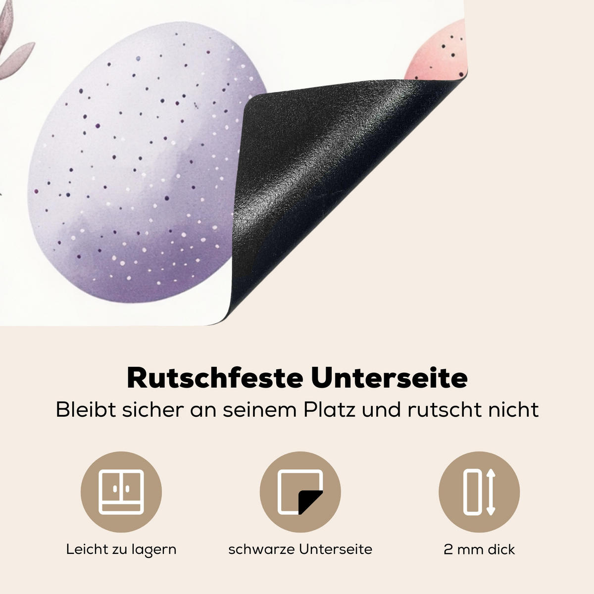 HERDABDECKPLATTE Eier - Bunt - Muster Induktionsmatte 77x59 cm - Weiß, Kunststoff (77/59/0.2cm) - MuchoWow