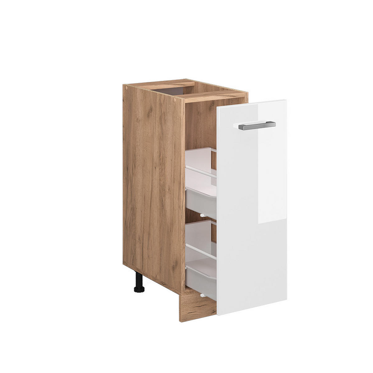 APOTHEKERSCHRANK R-Line Weiß Hochglanz 30 cm, AP Eiche - Weiß Hochglanz/Eiche Wotan, Holzwerkstoff (30/81.6/60cm) - Vicco