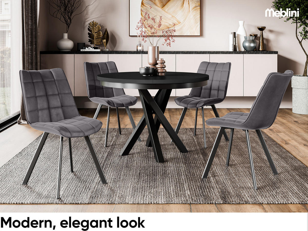 ESSTISCH CHRIS - Schwarz, Holzwerkstoff (100/100/77cm) - Meblini